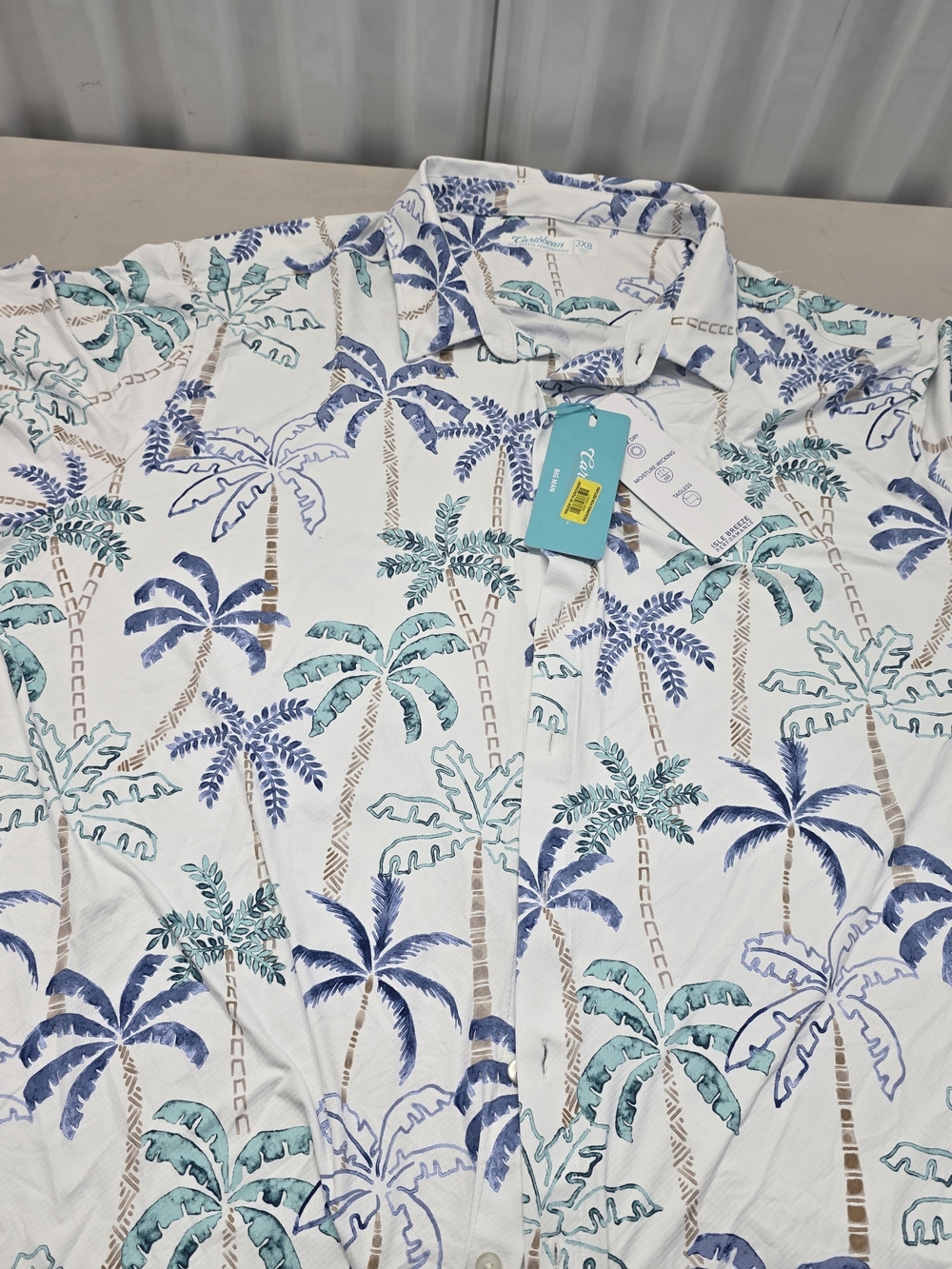 Caribbean Isle Breeze Performance Hawaiian Button Up Shirt Men's Size 3XB NWT